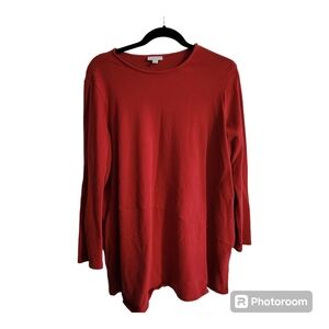 Women's PureJill Soft-touch Red Cotton Long Sleeve Top Size 1X